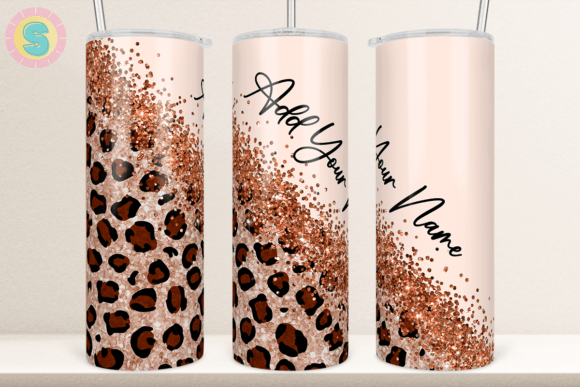 Customized Glitter Cheetah tumbler Rose Gold/Orange colored