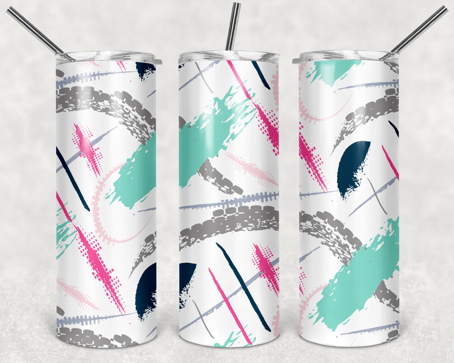 Modern Pink, Mint, and Silver tumbler