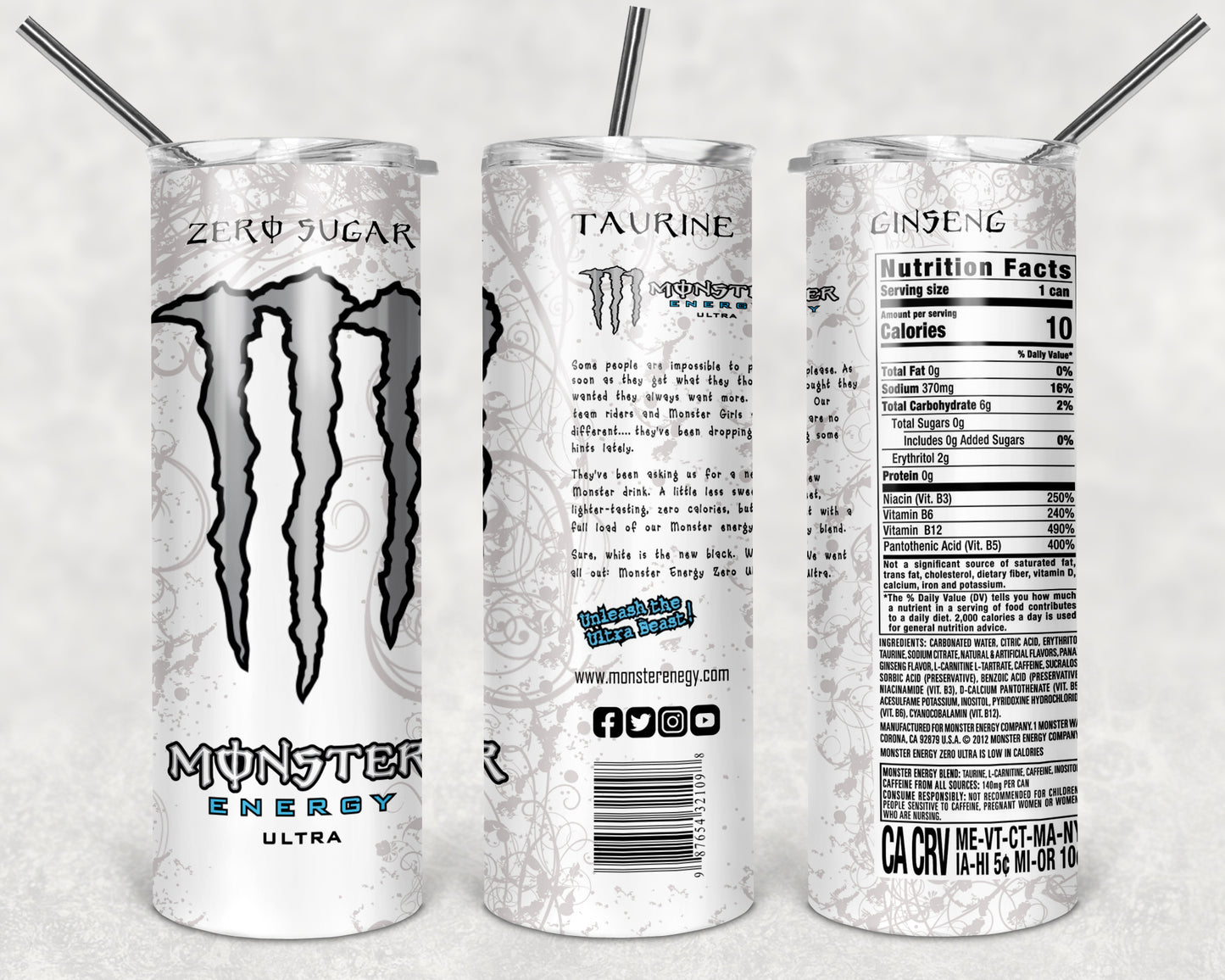 Monster Energy Drink White tumbler