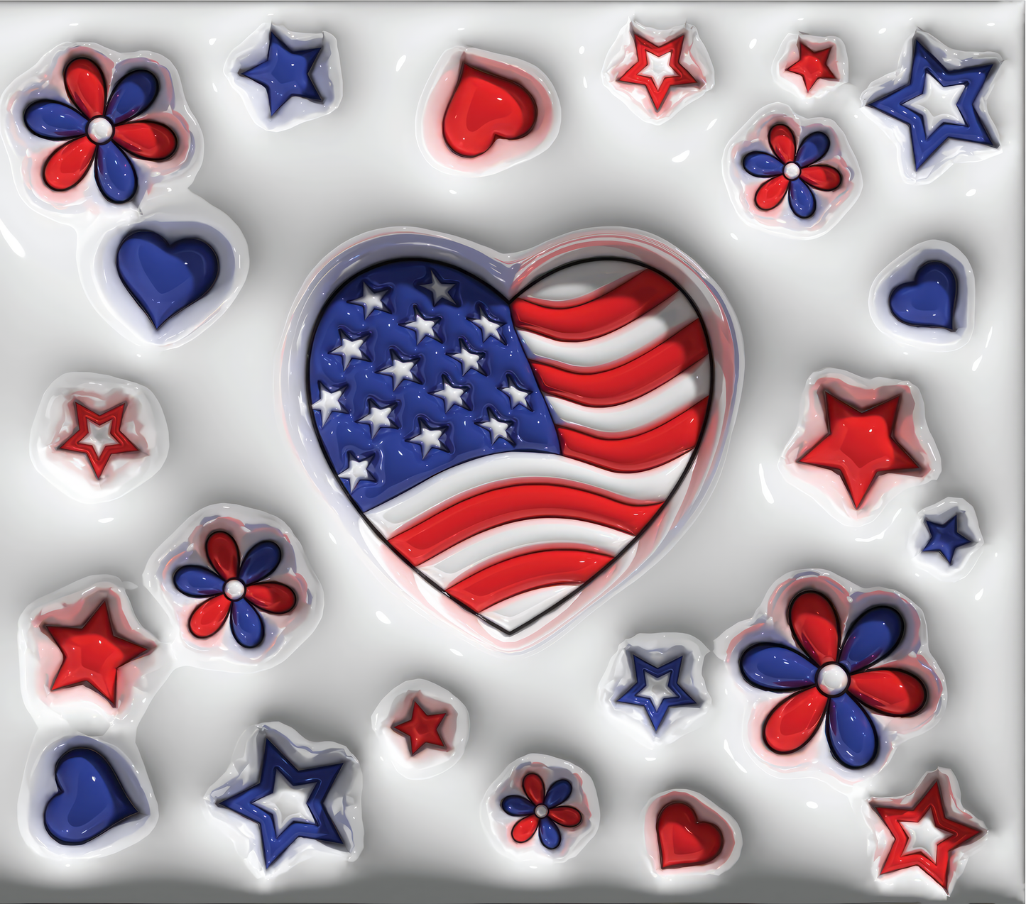 Red White and Blue Heart Tumbler