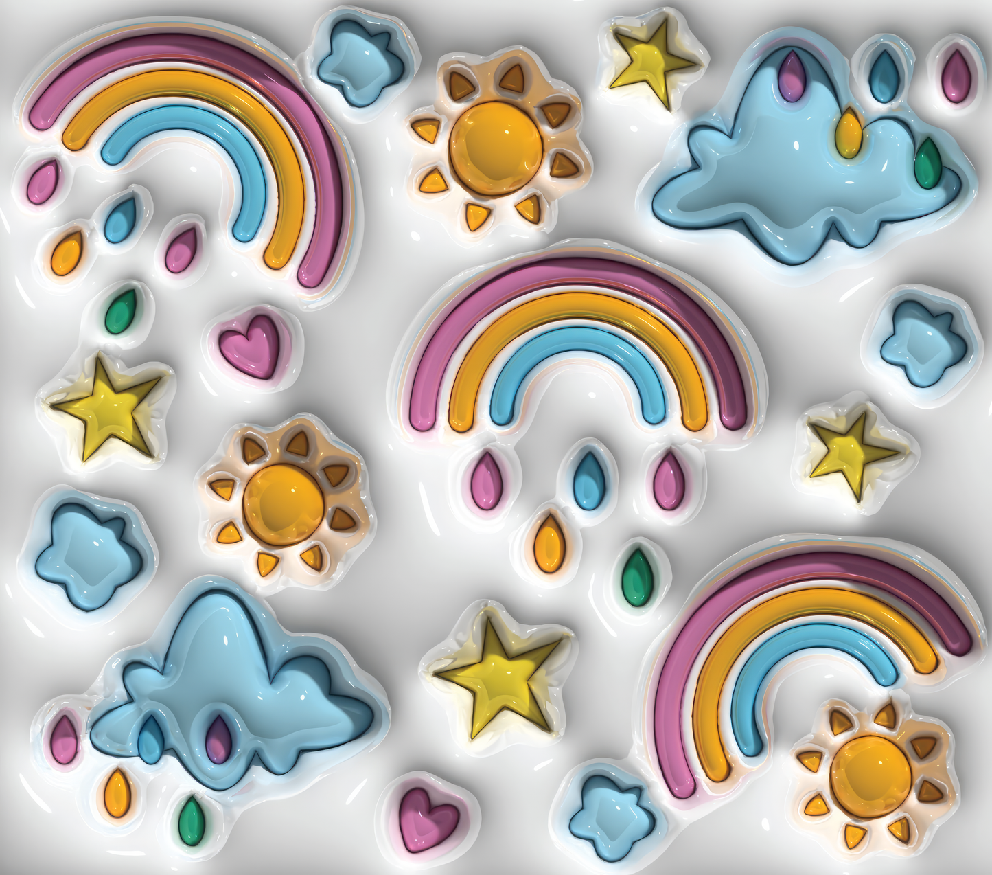3D Inflated Rainbow, Clouds and Sunshine tumbler