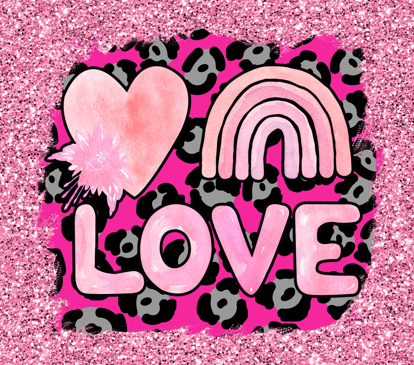 Pink Glitter Heart Love Leopard tumbler