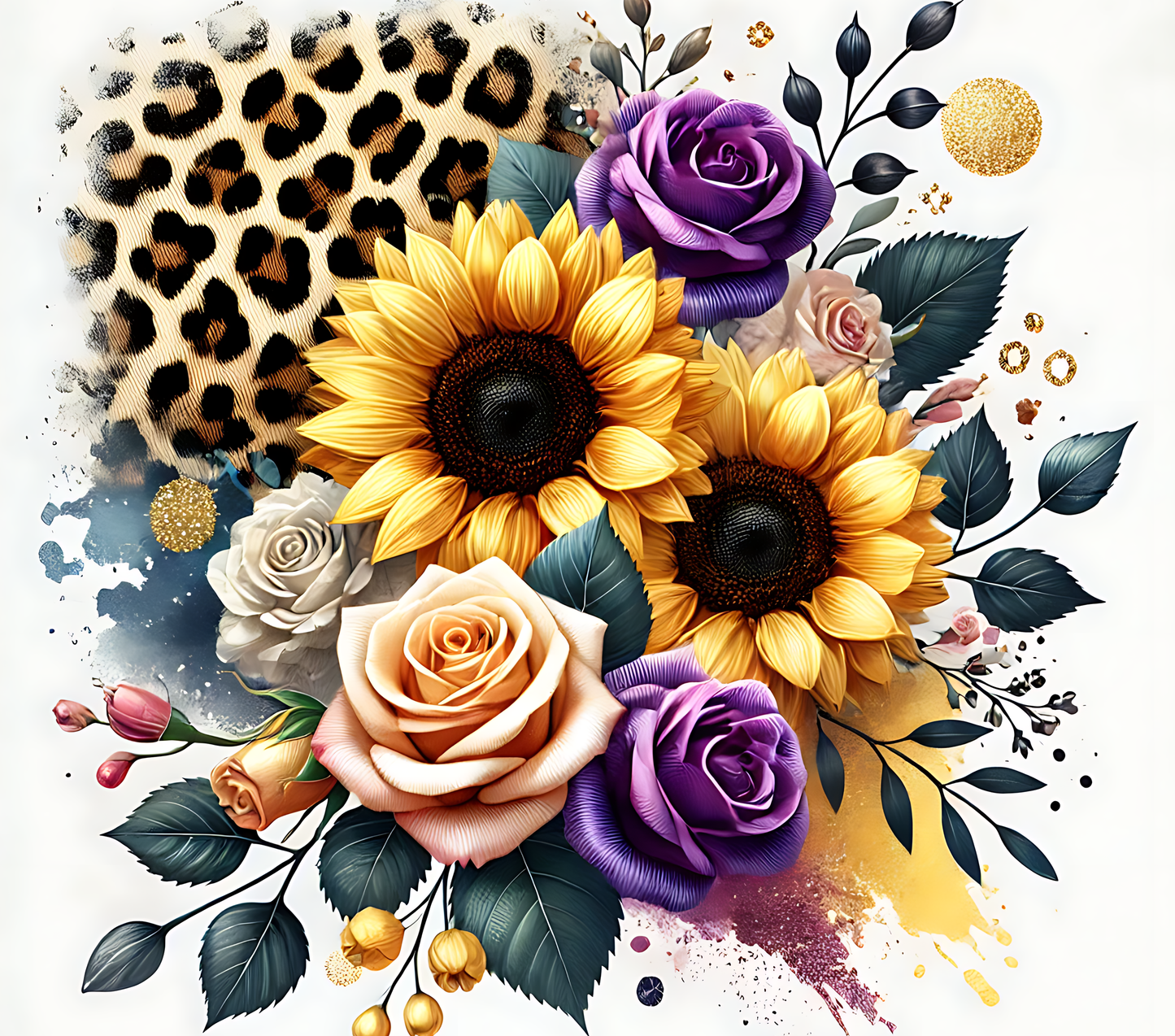 Sunflower peach and purple tumbler
