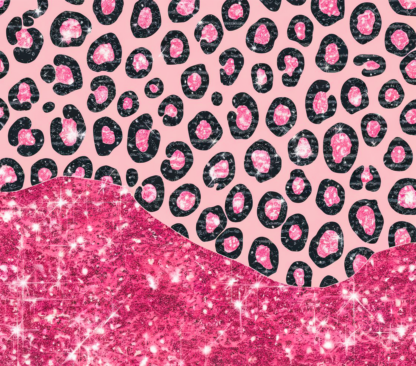 Pink glitter leopard tumbler