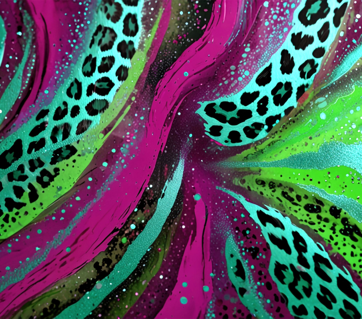Leopard colorful Agate with green and hot pink