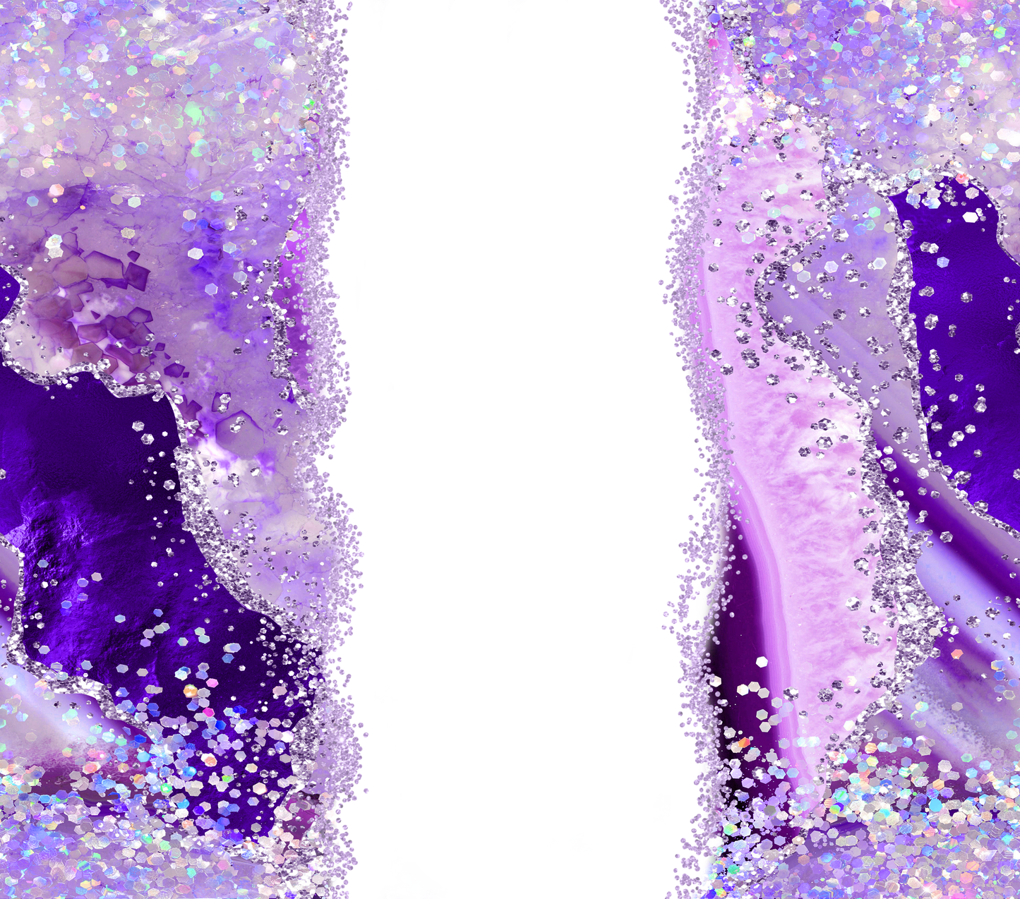 Purple glitter white customized tumbler