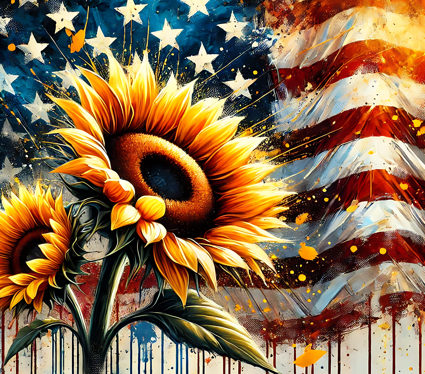 Sunflower American Flag tumbler