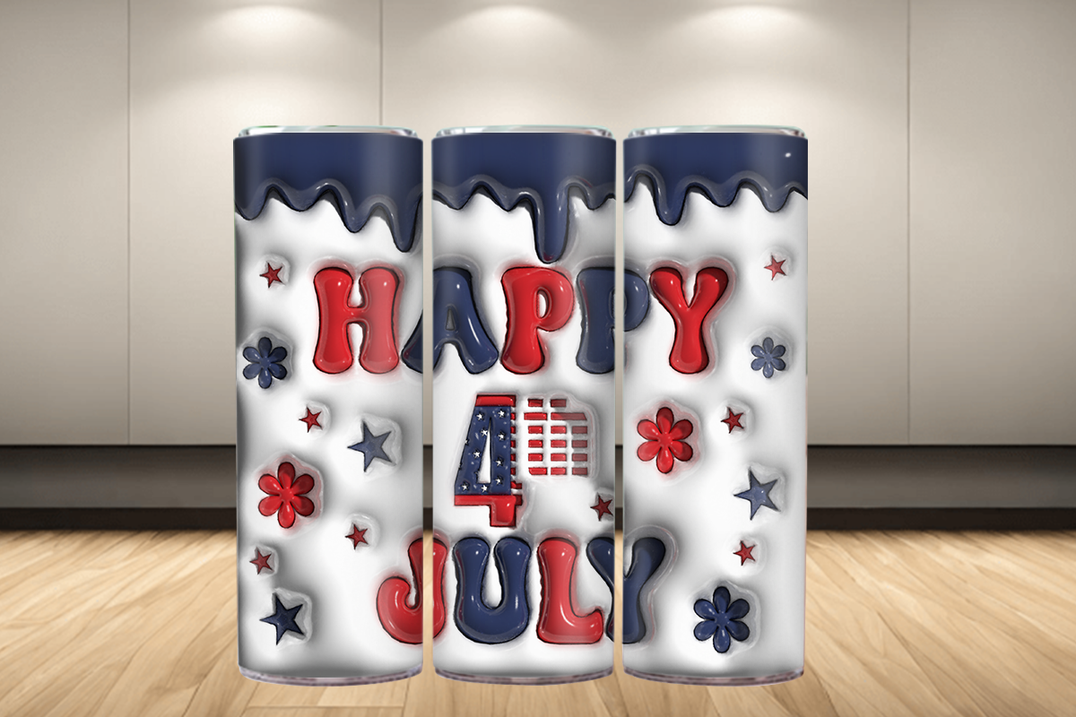 3D Puff 4th of July Tumbler