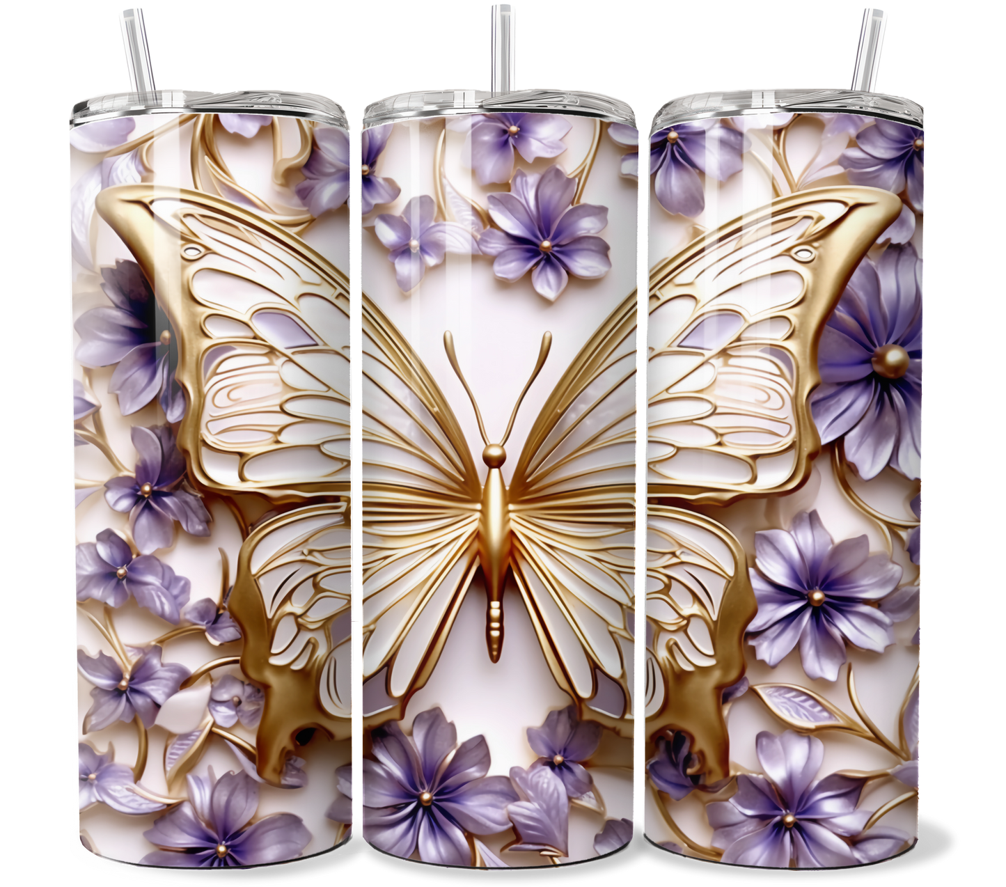 White and Purple Butterfly tumbler