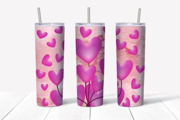 Bright Pink hearts with light pink background tumbler