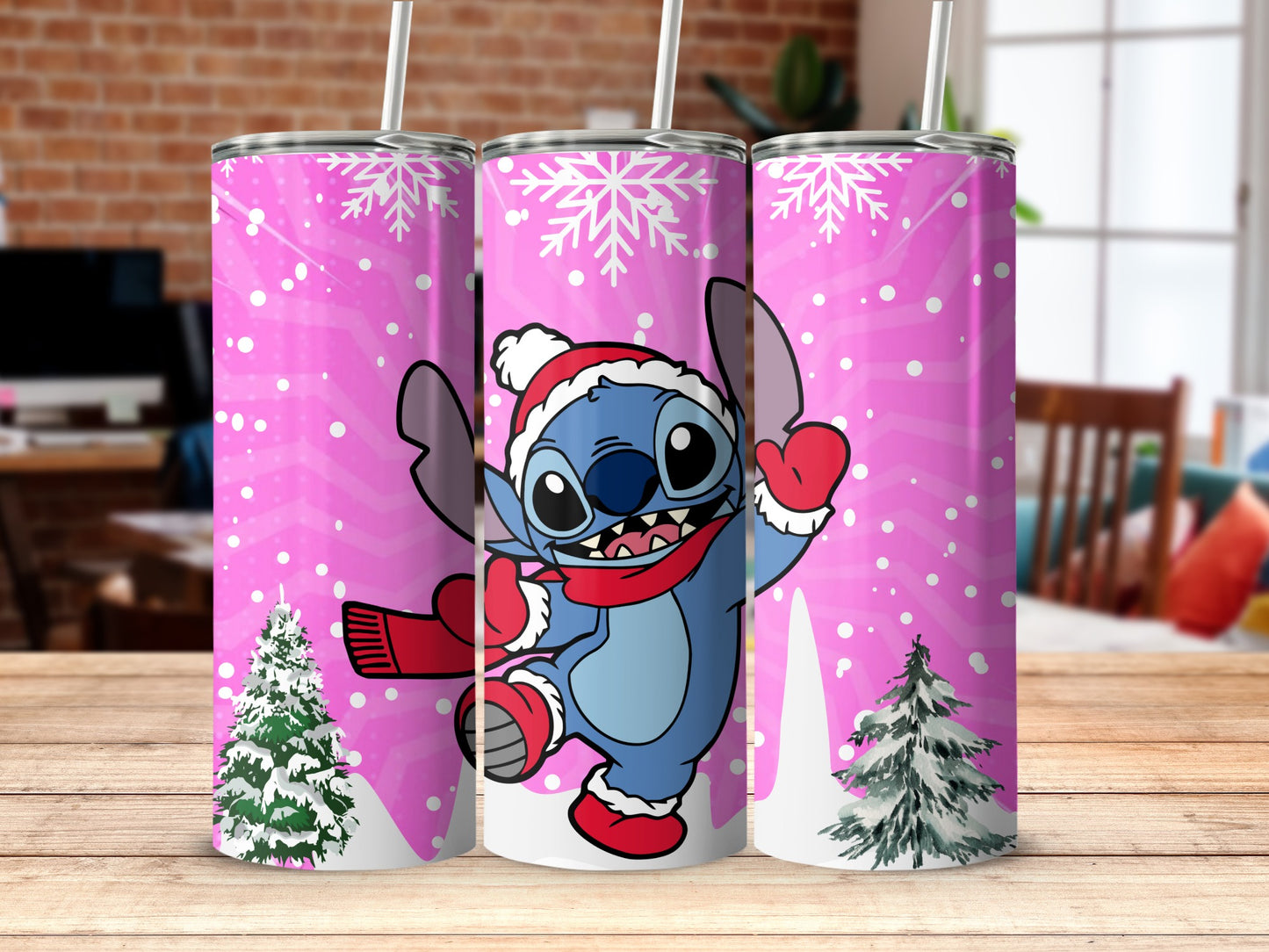 Christmas Stitch Tumbler with Snowflakes Custom Design