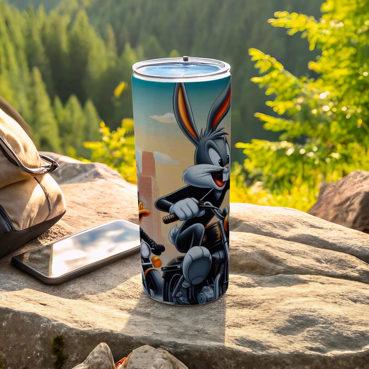 Cartoon Character Bicycle Ride Design Tumbler