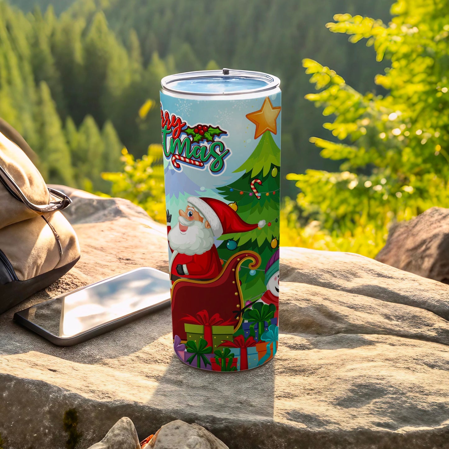 Festive Christmas Themed Santa and Tree Tumbler Cup