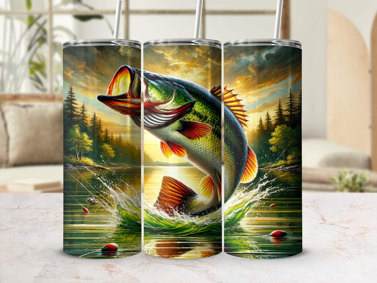 Largemouth Bass Leaping Design for Enthusiasts Cup