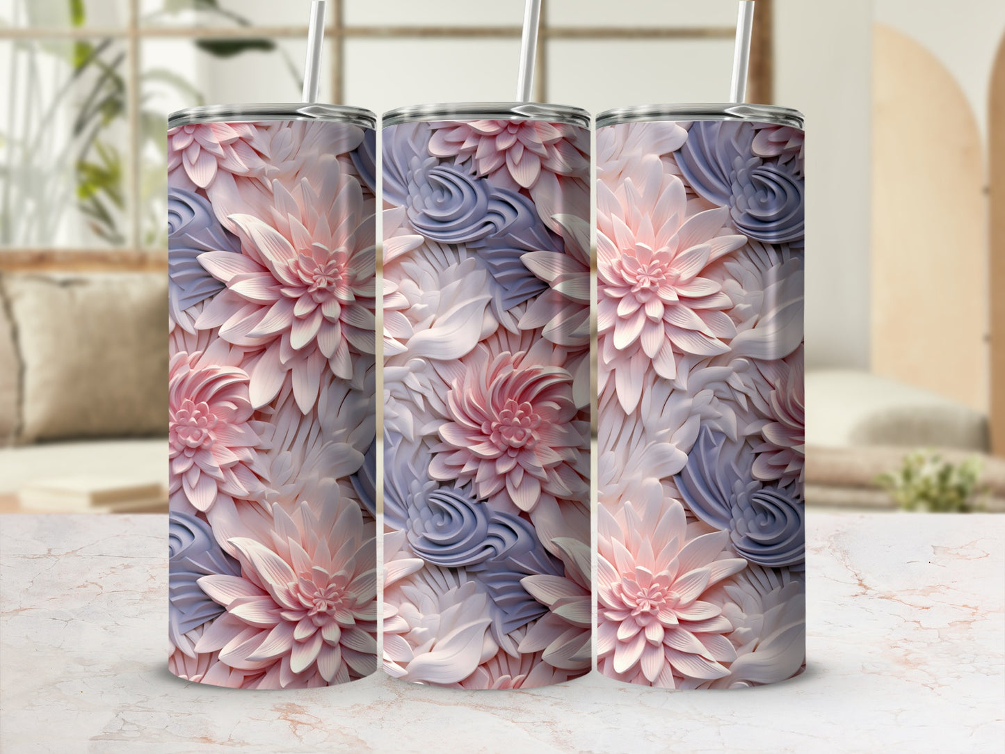 Floral Pattern Insulated Stainless Steel Drinkware