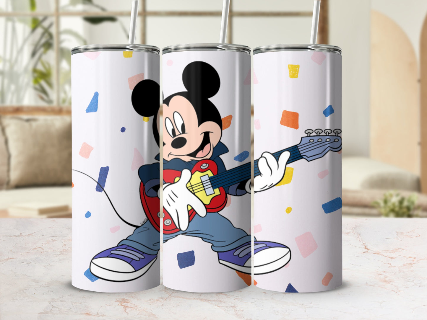 Mickey Mouse Playing Guitar Tumbler Design