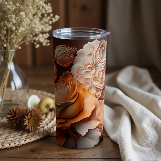 Floral Design Tumbler with Lid for Everyday Use