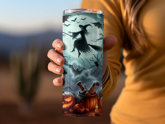 Spooky Witch and Pumpkin Halloween Tumbler Cup