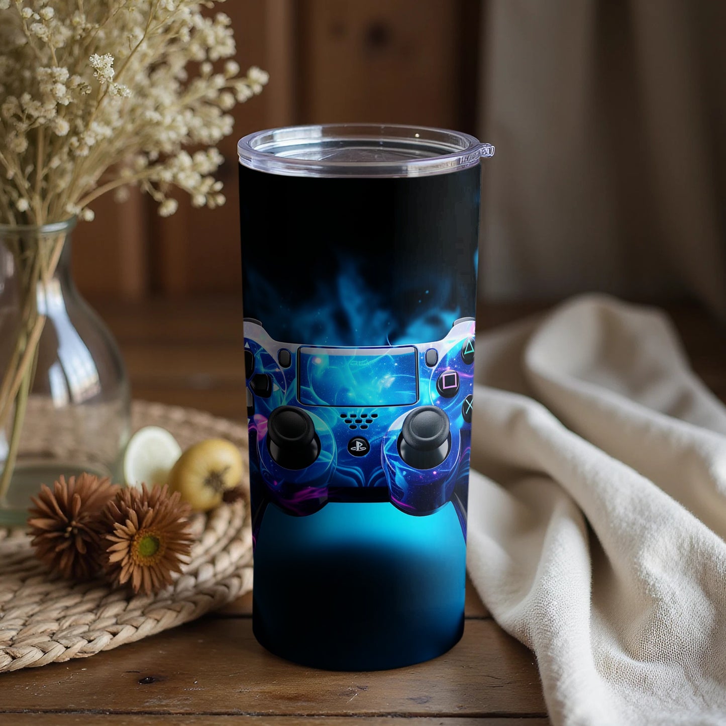 Blue Gaming Controller Design Insulated Tumbler product