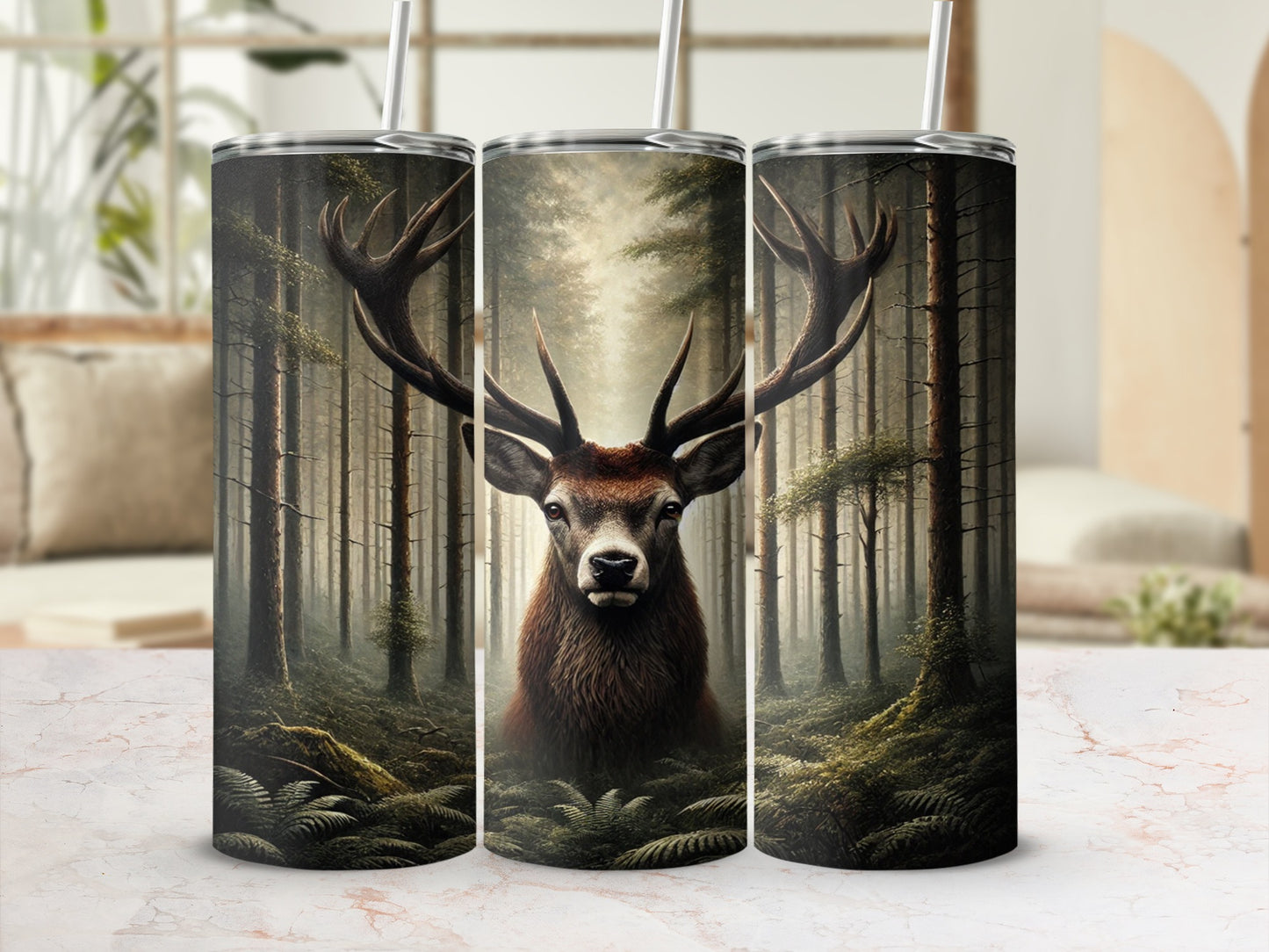 Majestic Forest Stag Graphic Insulated Tumbler