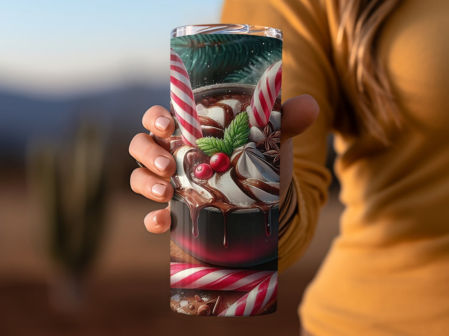 Festive Peppermint Candy Cane Holiday Tumbler Cup