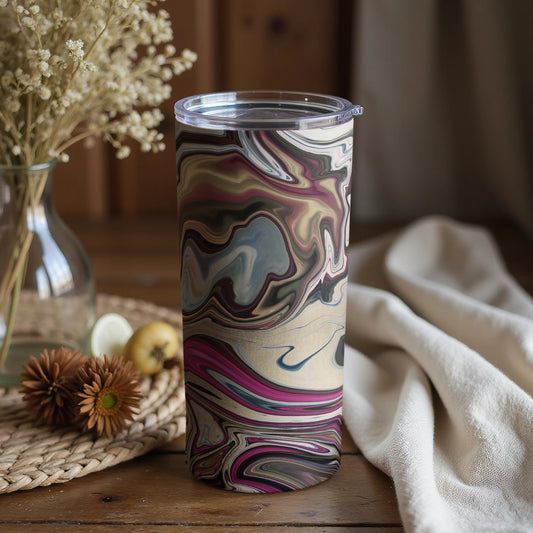 Marble Swirl Artistic Travel Tumbler For Daily Use