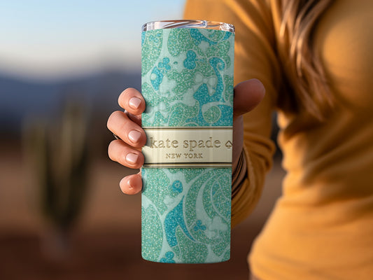 Turquoise Sparkle Kate Spade Inspired Design New York Tumblers