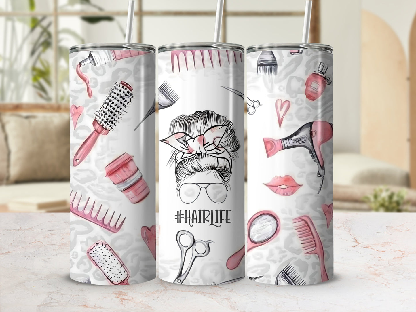 Hair Life Stylist Theme Tumbler for Professionals