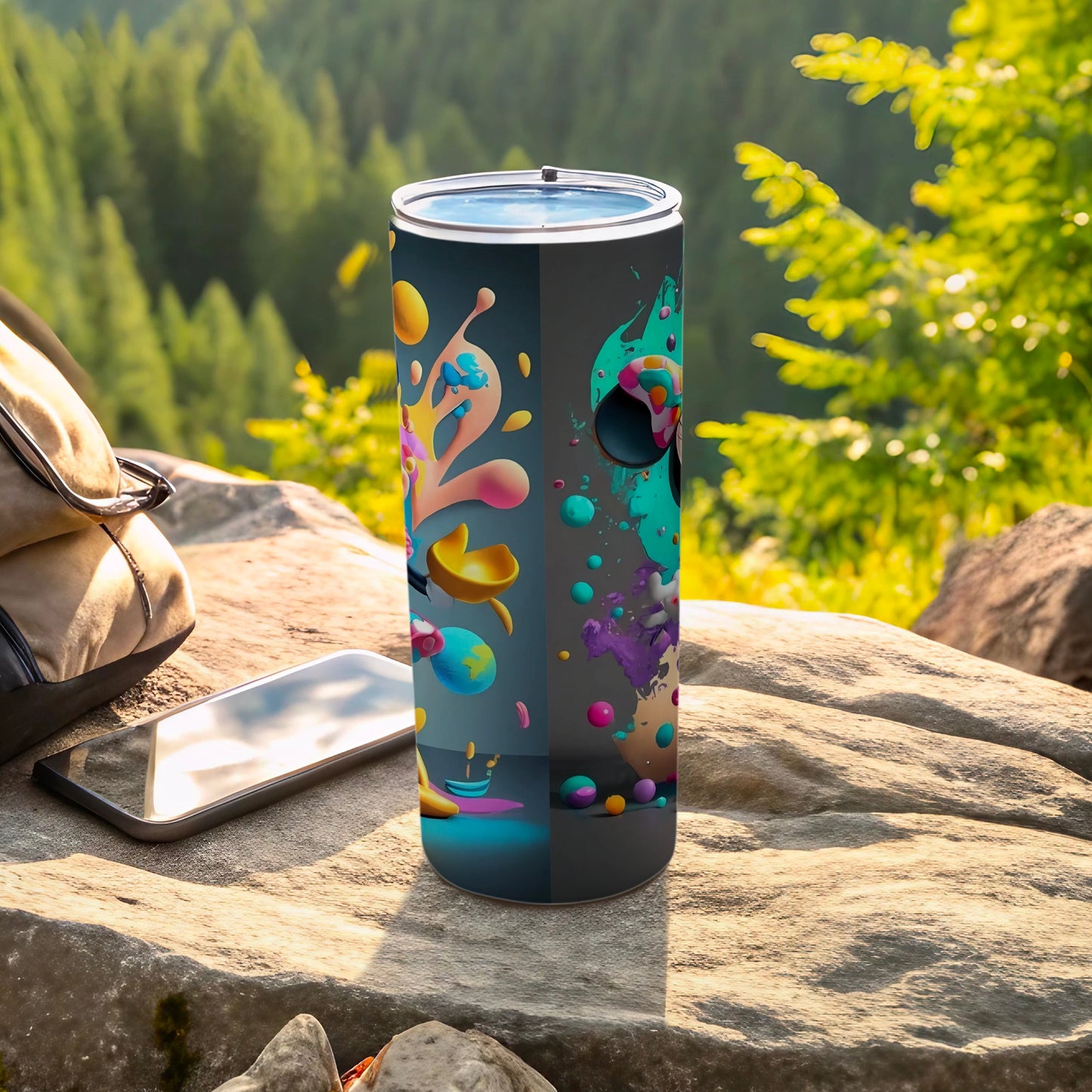 Vibrant Abstract Design with Multicolor Splash Tumbler