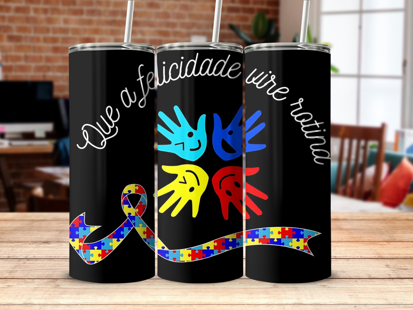 Que a Felicidade Vire Rotina Colorful Tumbler