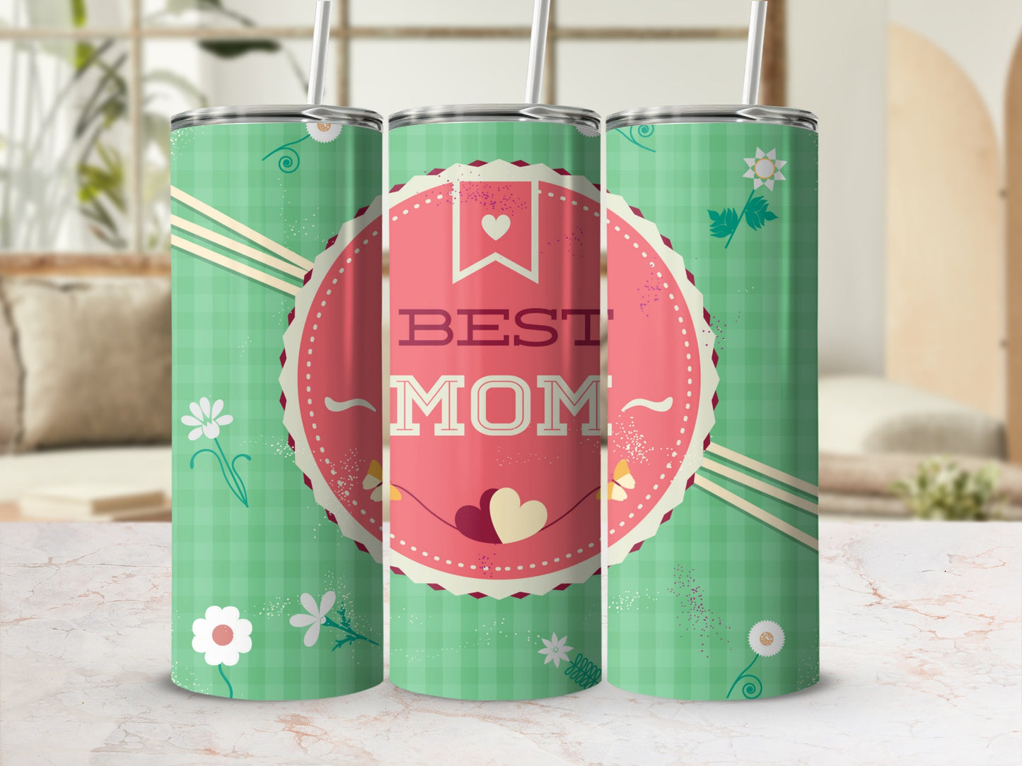 Best Mom Flower Design Insulated Tumbler Drinkware