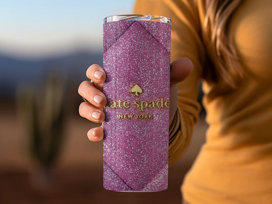 Kate Spade Inspired Pink and Purple Glitter Quilted Tumblers