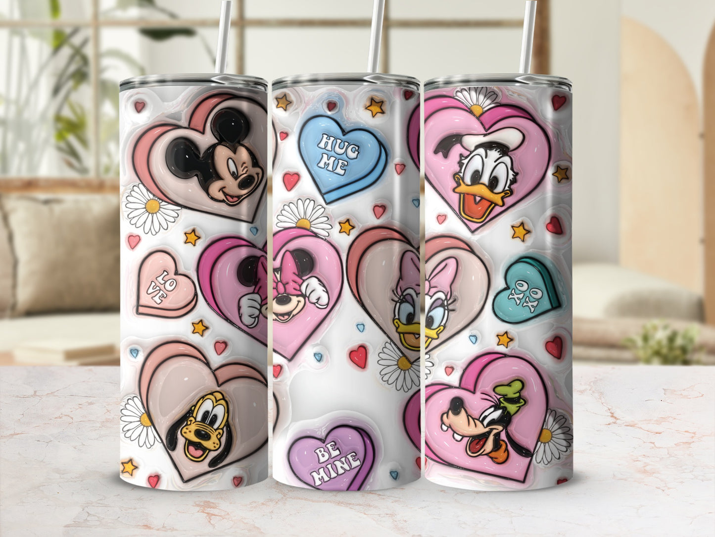 Cute Cartoon Heart Design Hug Me Be Mine Let Me Love Tumbler