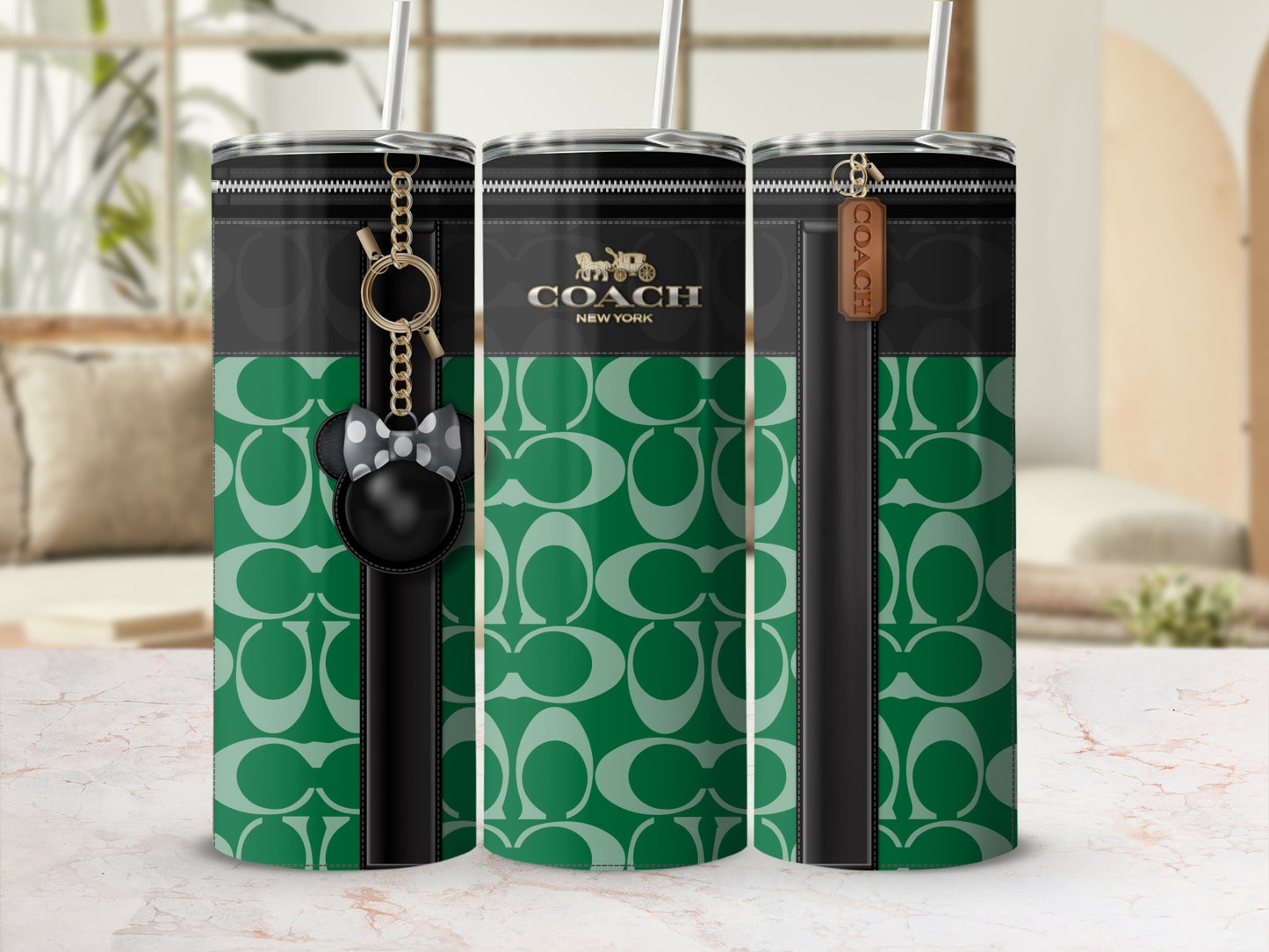 Fashionable Green and Black Designer-Inspired Tumbler