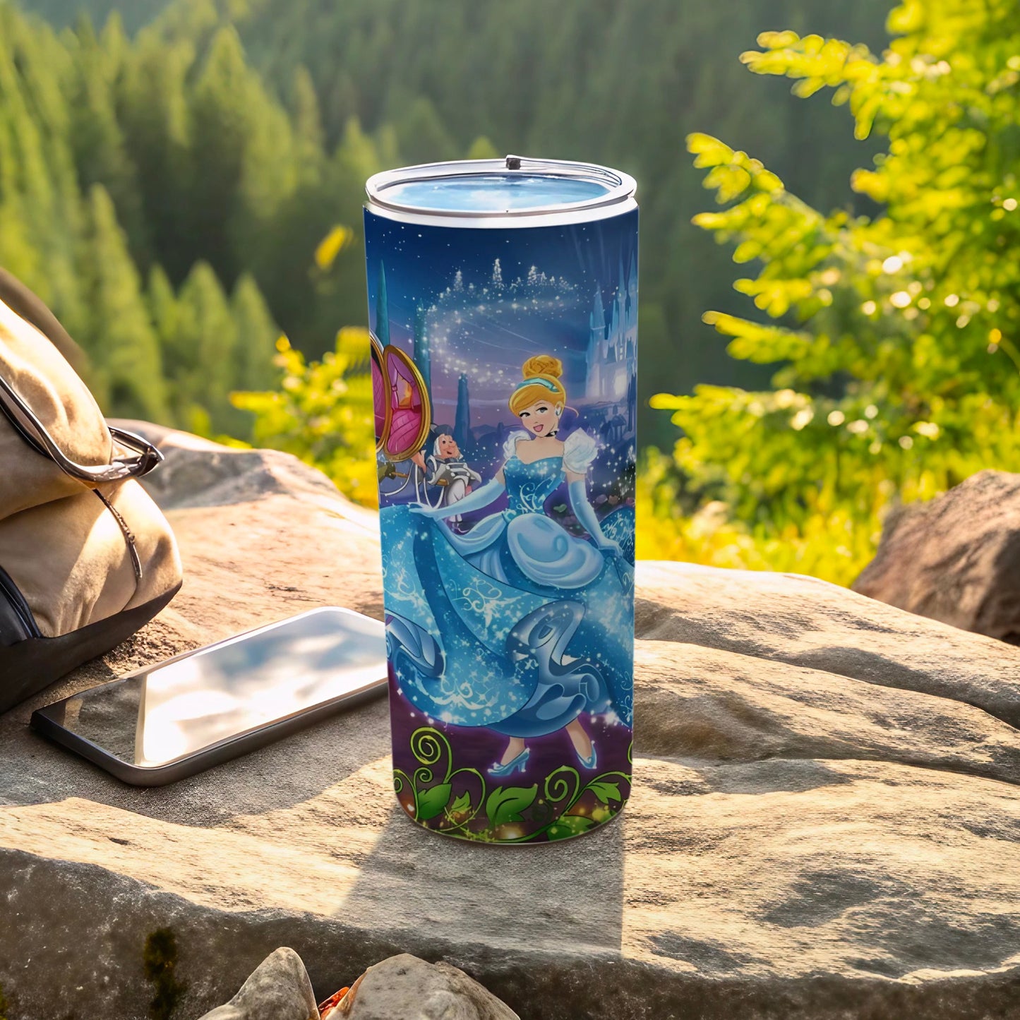 Beautiful Blue Princess Tumbler on Outdoor Adventure