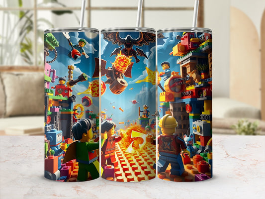 Colorful Lego World Scene Stainless Steel Tumbler
