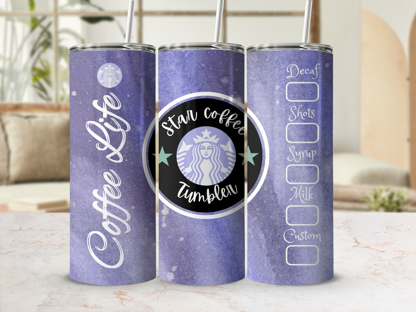 Coffee Life Star Coffee Tumbler with Checklist Design