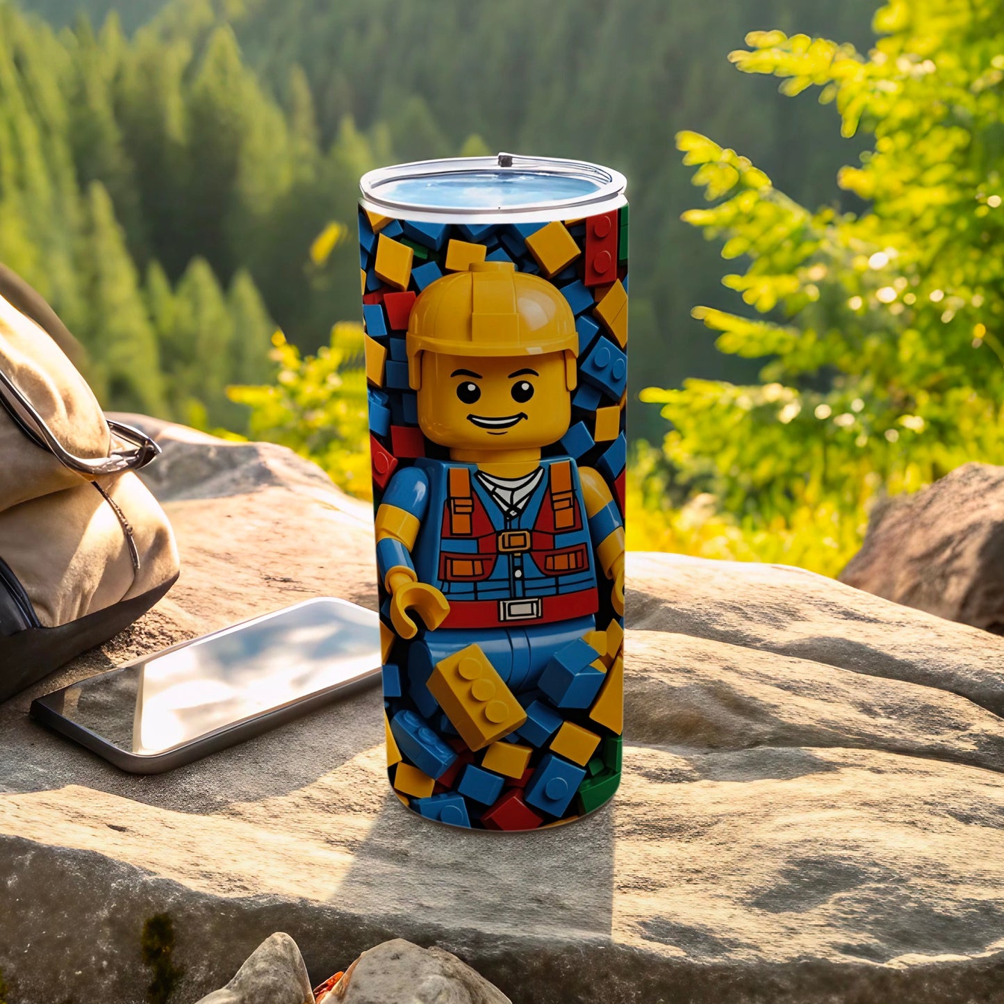 Colorful Construction Worker Themed Tumbler