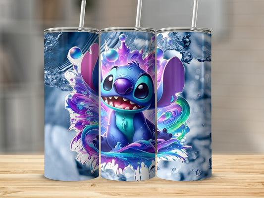 Vibrant Cartoon Character Tumbler with Water Splash Design