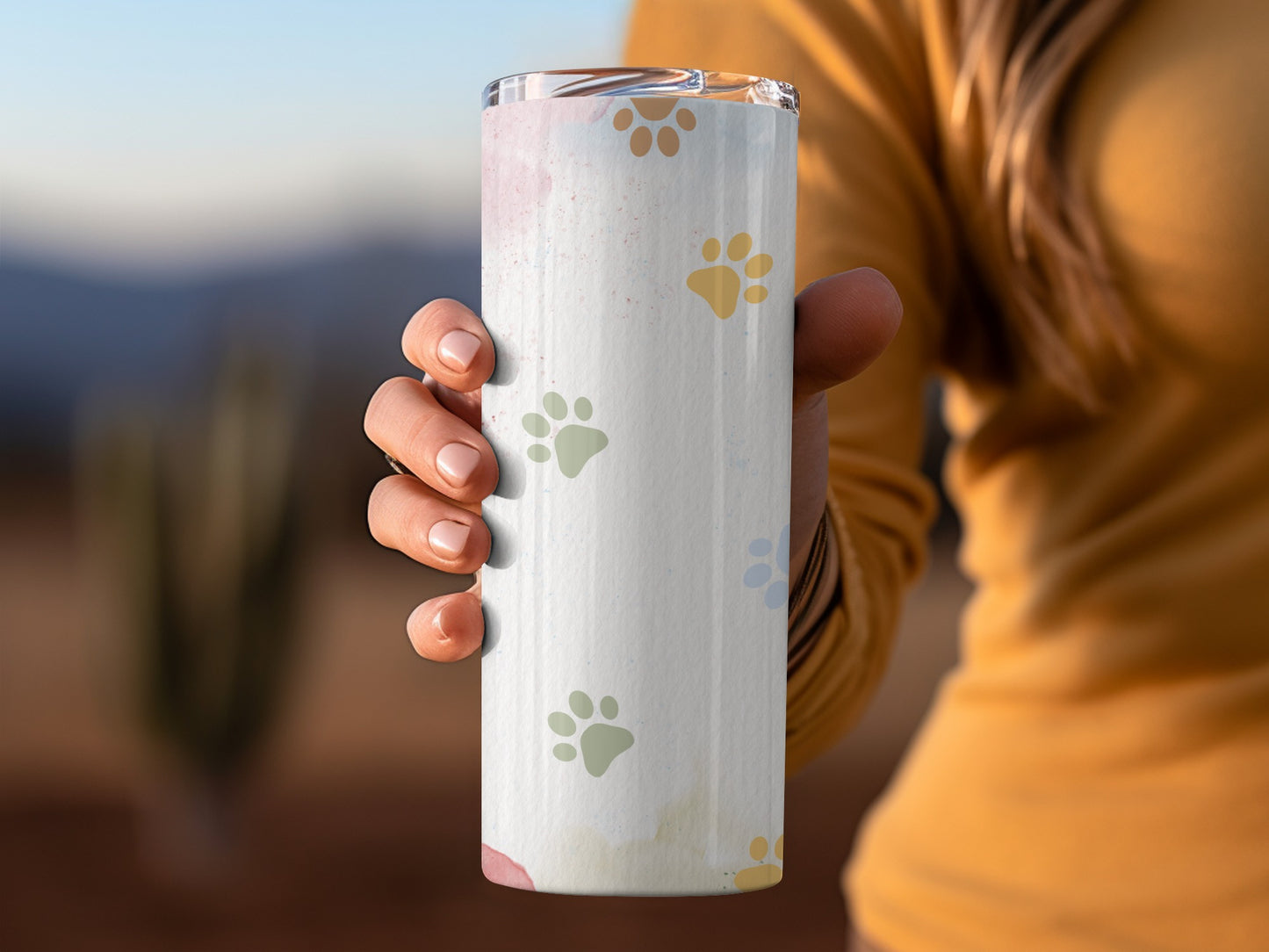 Paw Print Patterned Tumbler for Stylish Drinkware Product