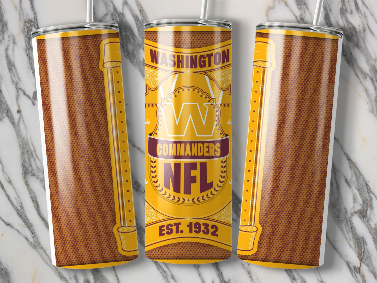 Washington Commanders Logo EST 1932 NFL Design Tumbler