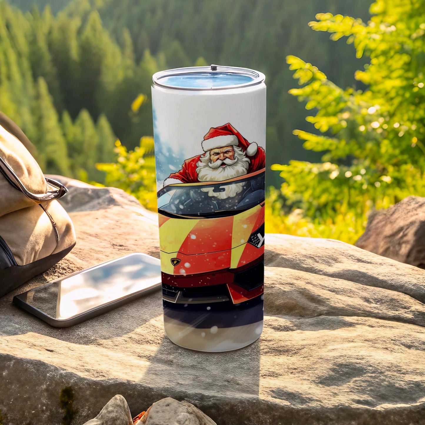 Santa Driving Sports Car Design Tumbler