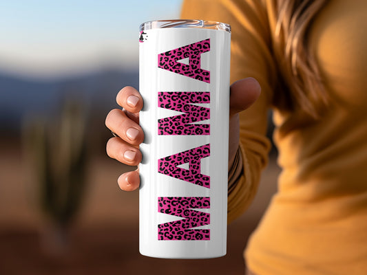 MAMA Pink Leopard Design Insulated Tumbler Cup