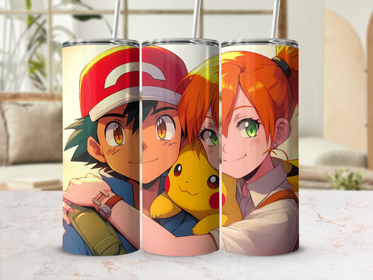 Anime Characters with Pikachu Design Tumbler Set