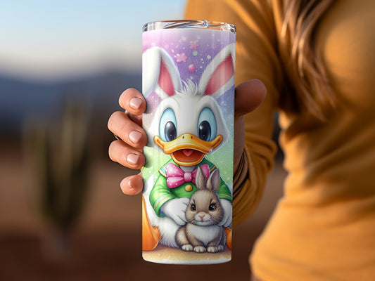 Cute Cartoon Bunny and Duck Double Walled Travel Mug