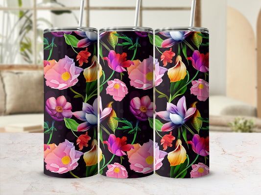 Colorful Floral Pattern Insulated Tumbler Product