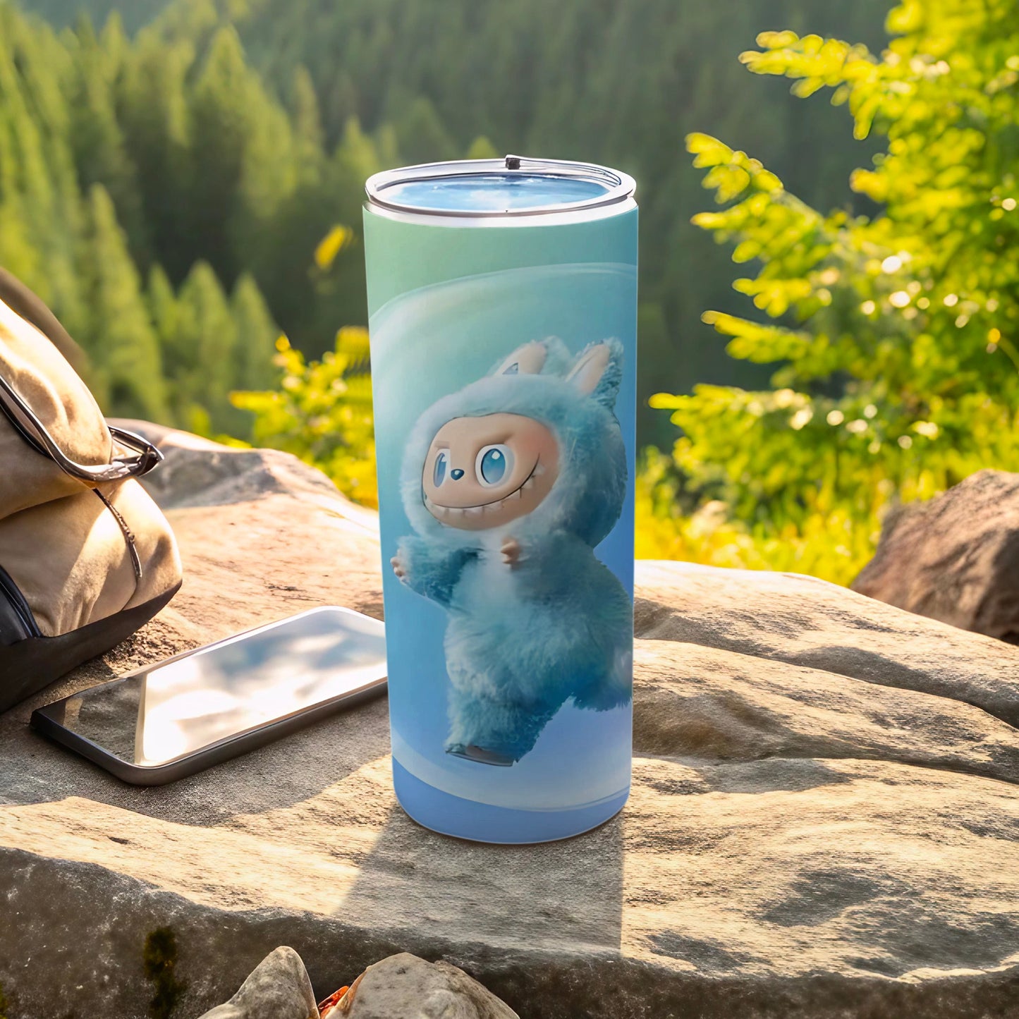 Adorable Blue Monster Character Tumbler for Hot or Cold Drinks