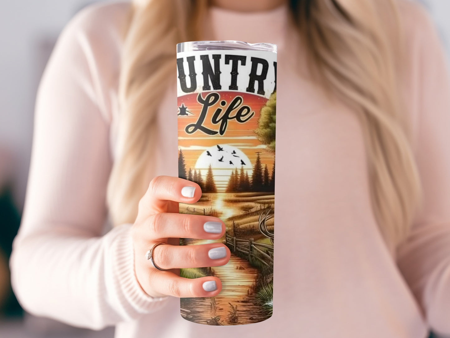 Rustic Country Life Travel Tumbler for Outdoor Enthusiasts