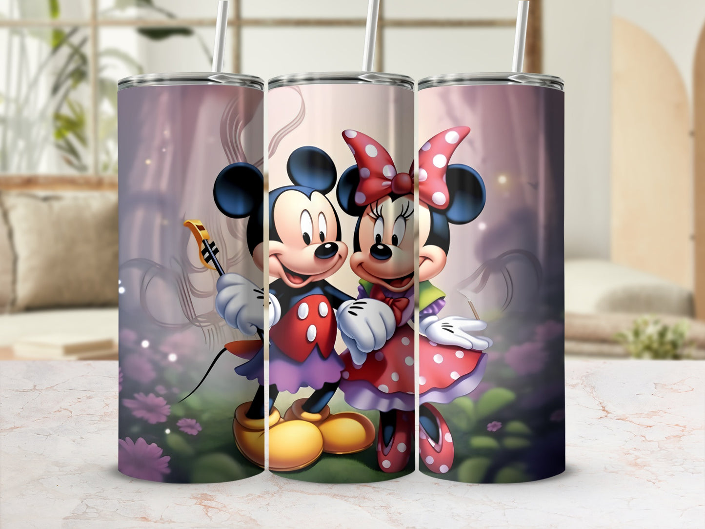 Cute Mickey and Minnie Mouse Tall Tumbler Set