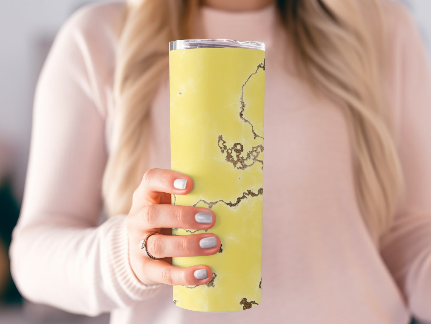 Yellow and Bronze Artistic Marble Design Style Tumblers